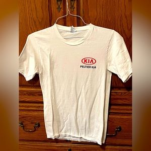 KIA, white brand tee, size small